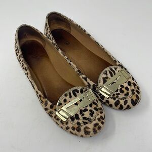Sperry Calf Hair Leopard and Gold Slip On Shoe
